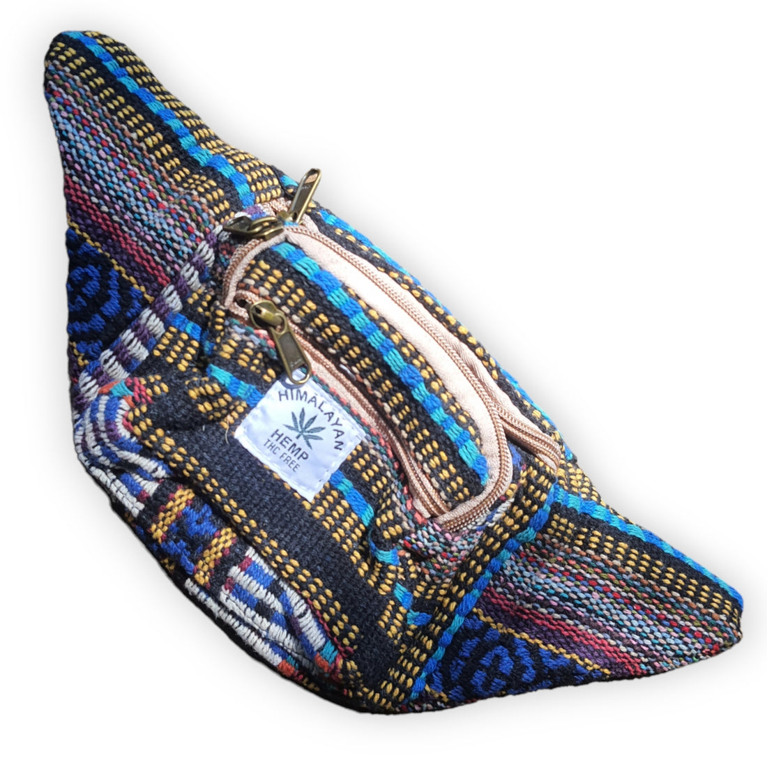 Artisanal Himalayan Hemp Bum Bag with Adjustable Strap and Dual Zippers
