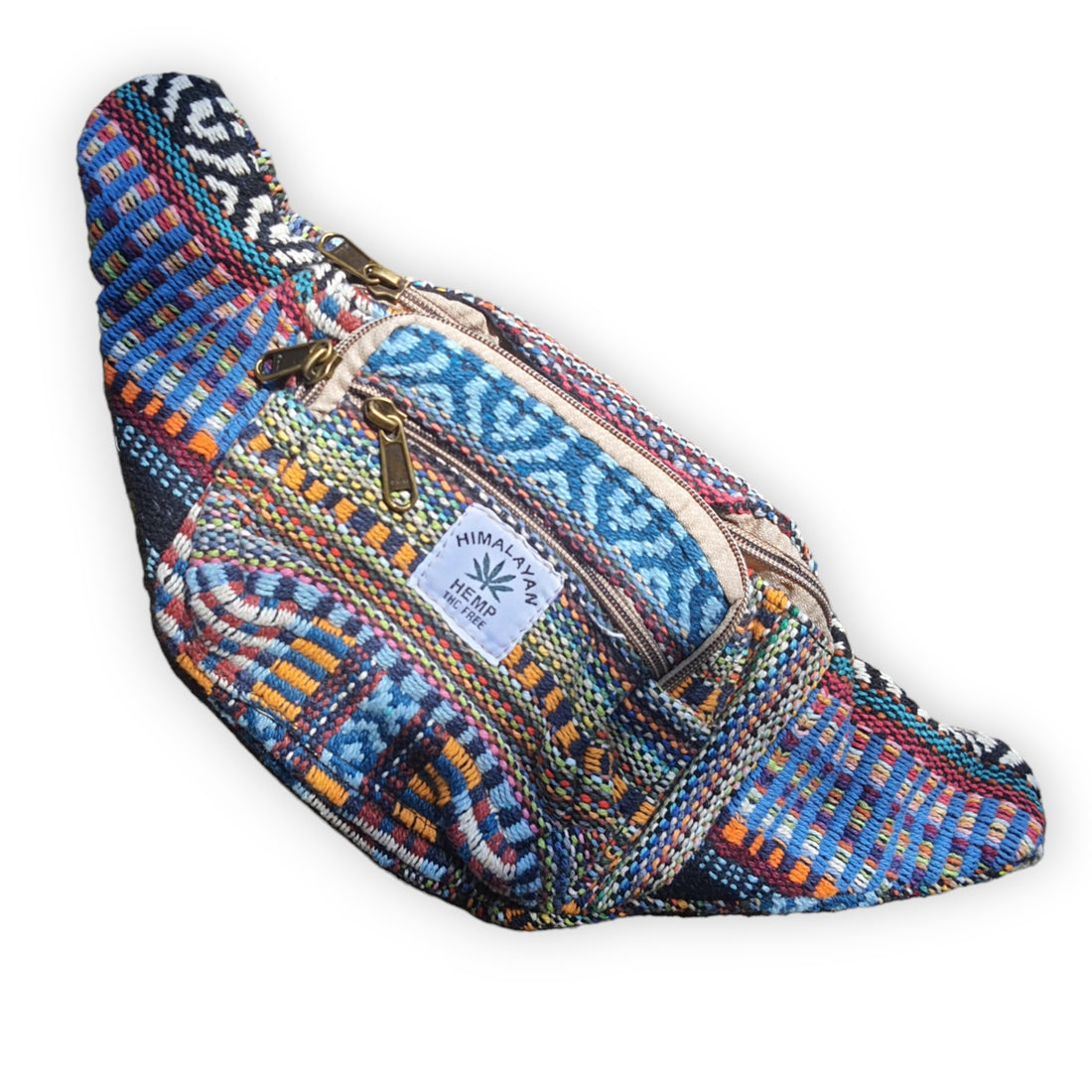 Artisanal Himalayan Hemp Bum Bag with Adjustable Strap and Dual Zippers