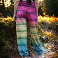 Woman basking in the glow of the sunset wearing Secret Sense Striped Cotton Harem Pants