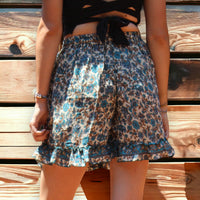 Azure Mirage Boho Silk Shorts