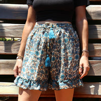Azure Mirage Boho Silk Shorts
