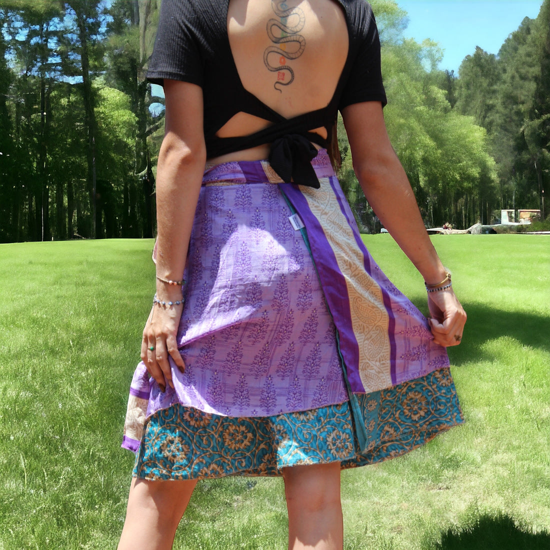 Vibrant Silk Sari Wrap Skirt