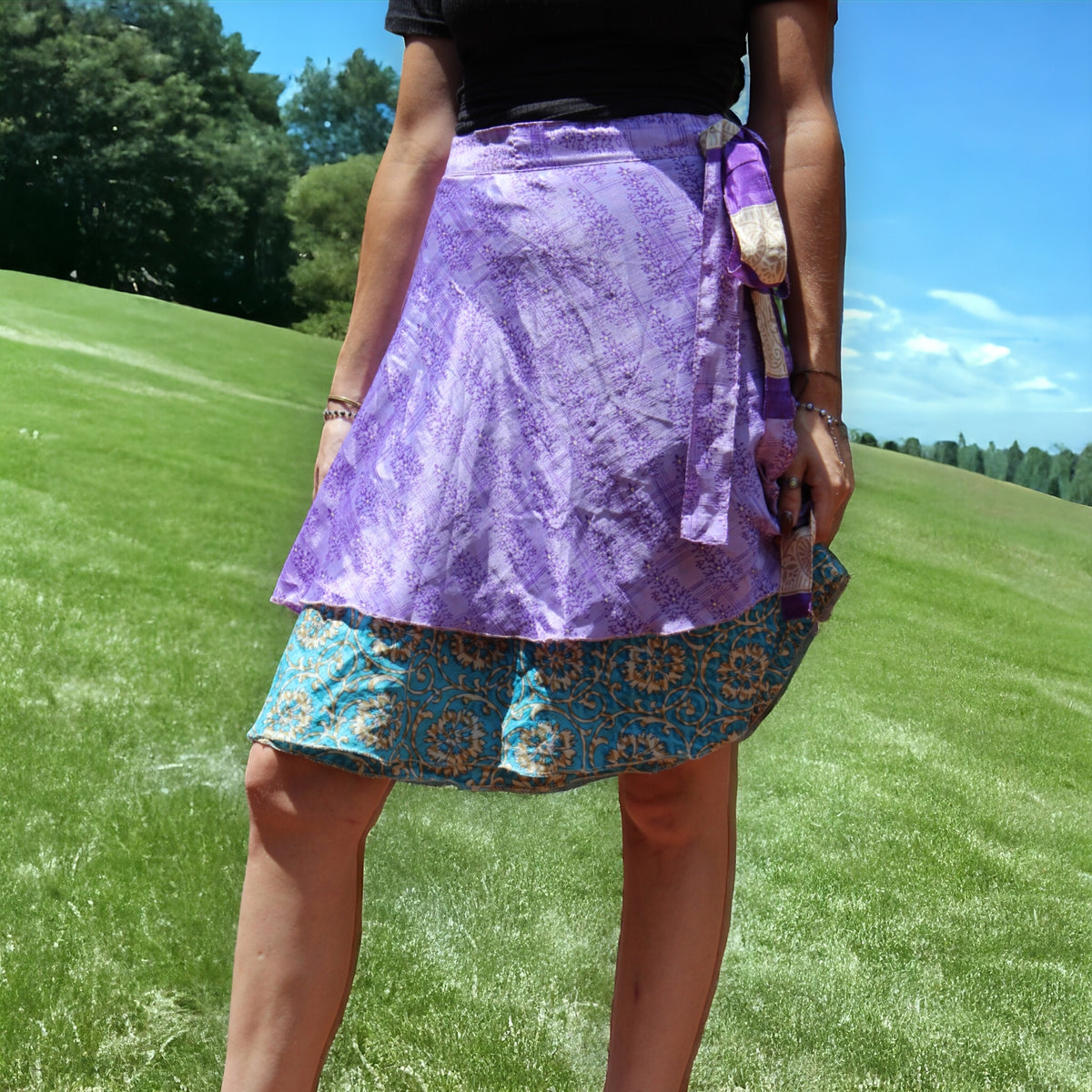 Vibrant Silk Sari Wrap Skirt