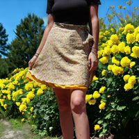 Sunshine Blossom Silk Sari Wrap Skirt