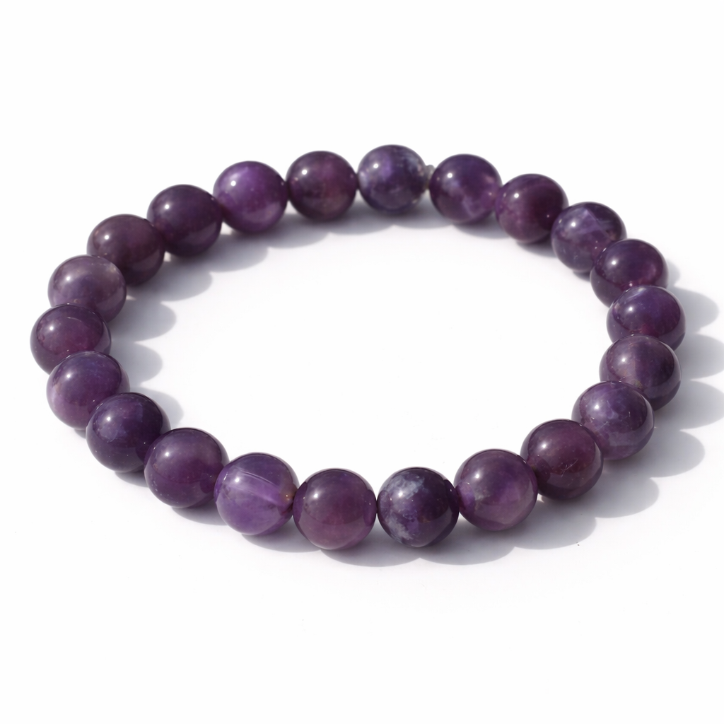 Amethyst Crystal Bracelet 8mm – Natural Purple Intention Jewellery 18cm Elastic