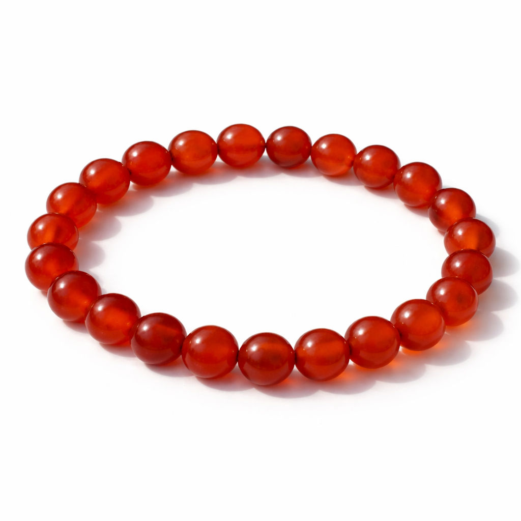 Carnelian Crystal Bracelet 8mm – Natural Orange Motivation Stone 18cm
