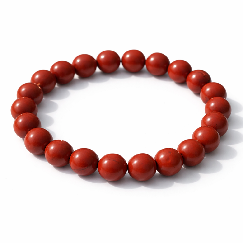 Red Jasper Crystal Bracelet 8mm – Natural Root Chakra Grounding Jewellery 18cm Elastic