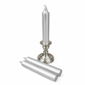 Silver riual candle and candle holder on a white background