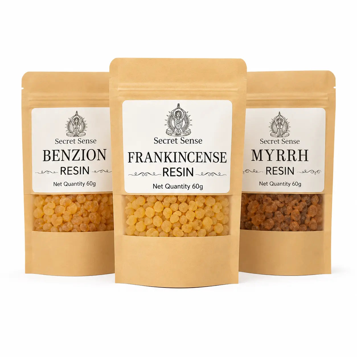 Sacred Resin Incense Trio - Frankcincense Resin, Myrrh Resin, and Benzoin Resin