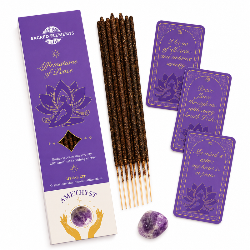 Sacred Elements Amethyst Peace Crystal Smudge Incense Kit