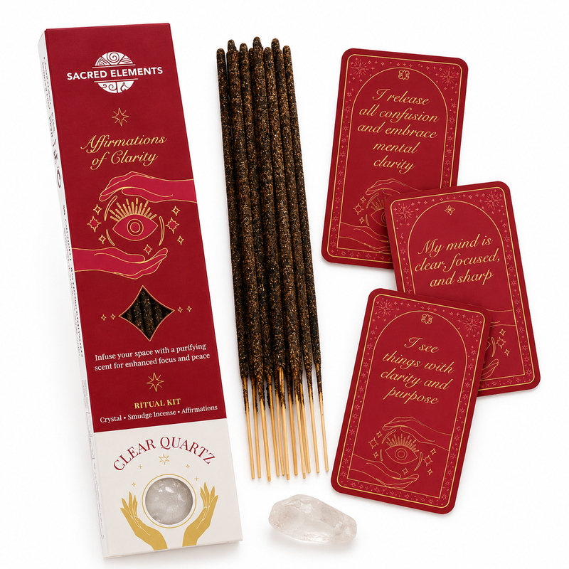 Sacred Elements Clear Quartz Crystal Smudge and Incense Kit