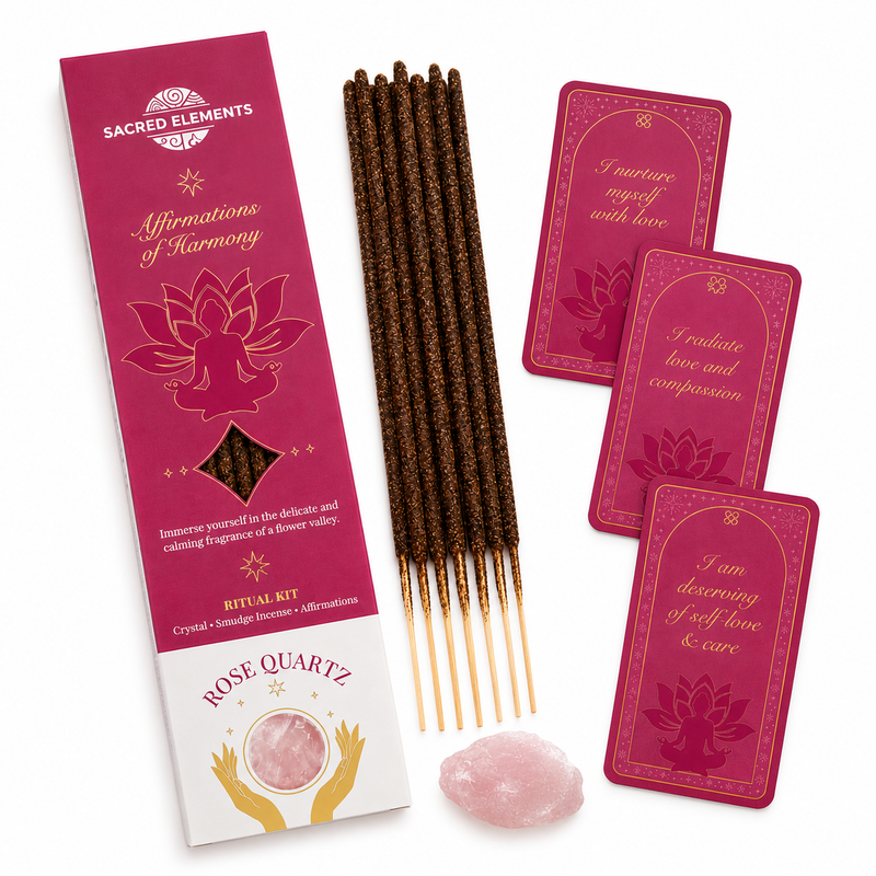 Sacred Elements Rose Quartz Smudge and Incense Kit – Harmony Ritual Set