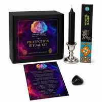 Secret Sense Protection Ritual Kit with candle, card, and box on a white background