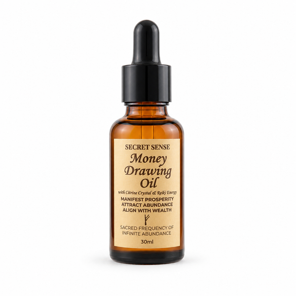Secret Sense Money Drawing Oil with Citrine Crystal
