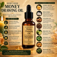 Secret Sense Money Drawing Oil with Citrine Crystal – 30ml