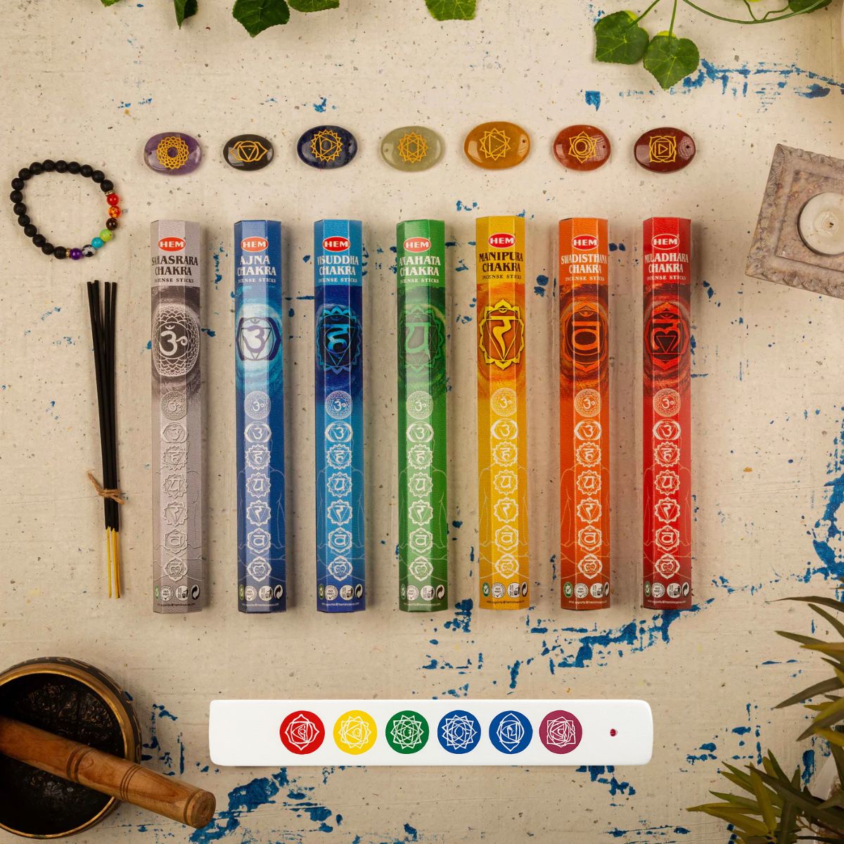 Seven chakra incense gift set with colourful packaging