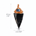Size of Obsidian Arrowhead Pendant with Blue Kyanite Capstone – Protection & Alignment
