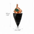 Size of Obsidian Arrowhead Pendant with Emerald Capstone – Protection & Heart Alignment
