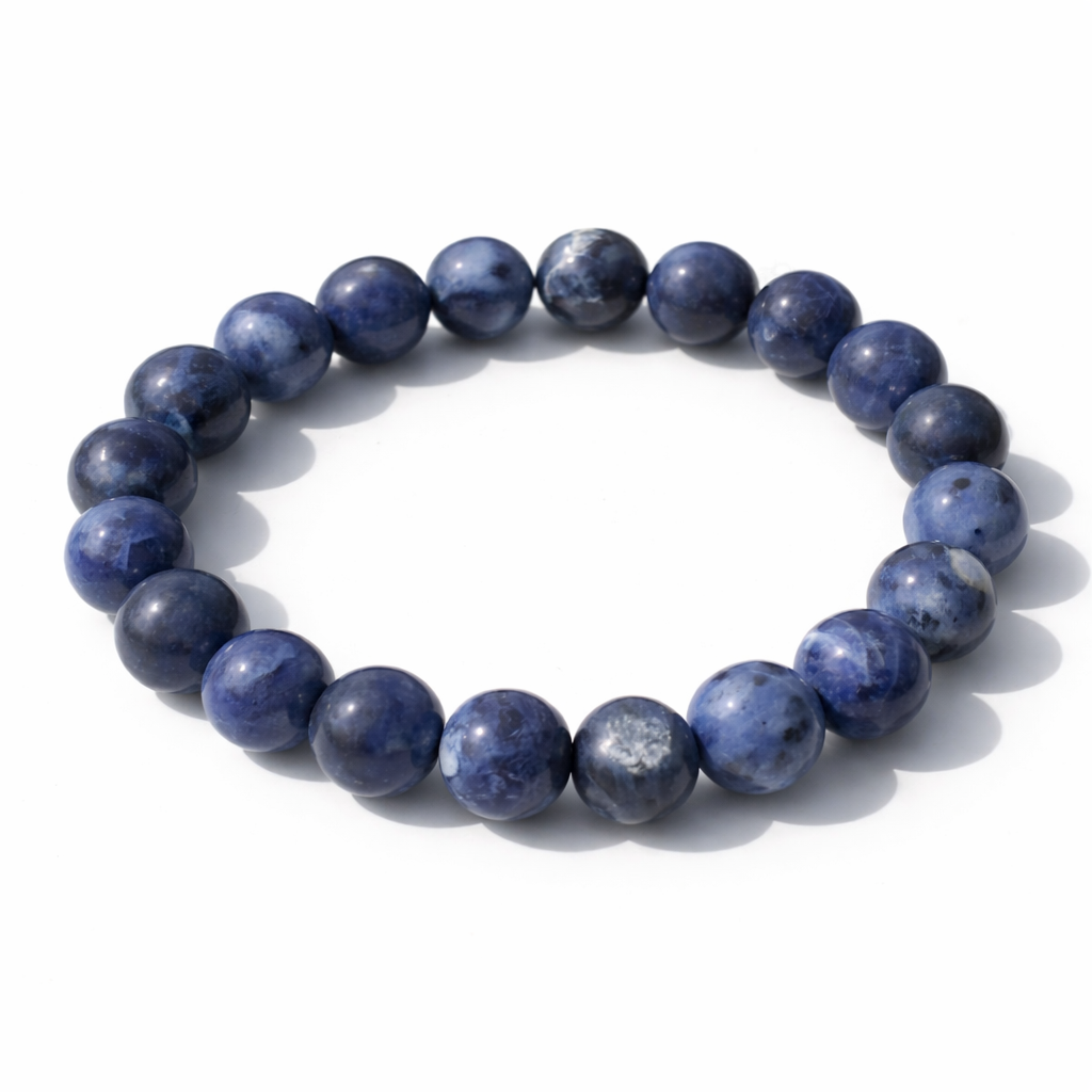 Sodalite Crystal Bracelet 10mm – Natural Blue Communication Jewellery 18cm Elastic