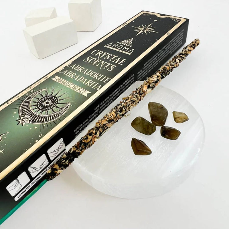 Aroma Crystal Scents - Labradorite Incense Sticks with Crystals