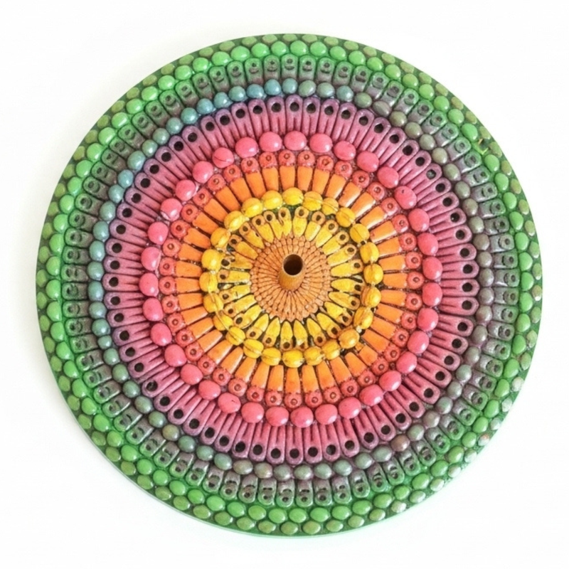 Colourful Mandala Incense Holder top view - Secret Sense South Africa's Leading Incense Supplier.