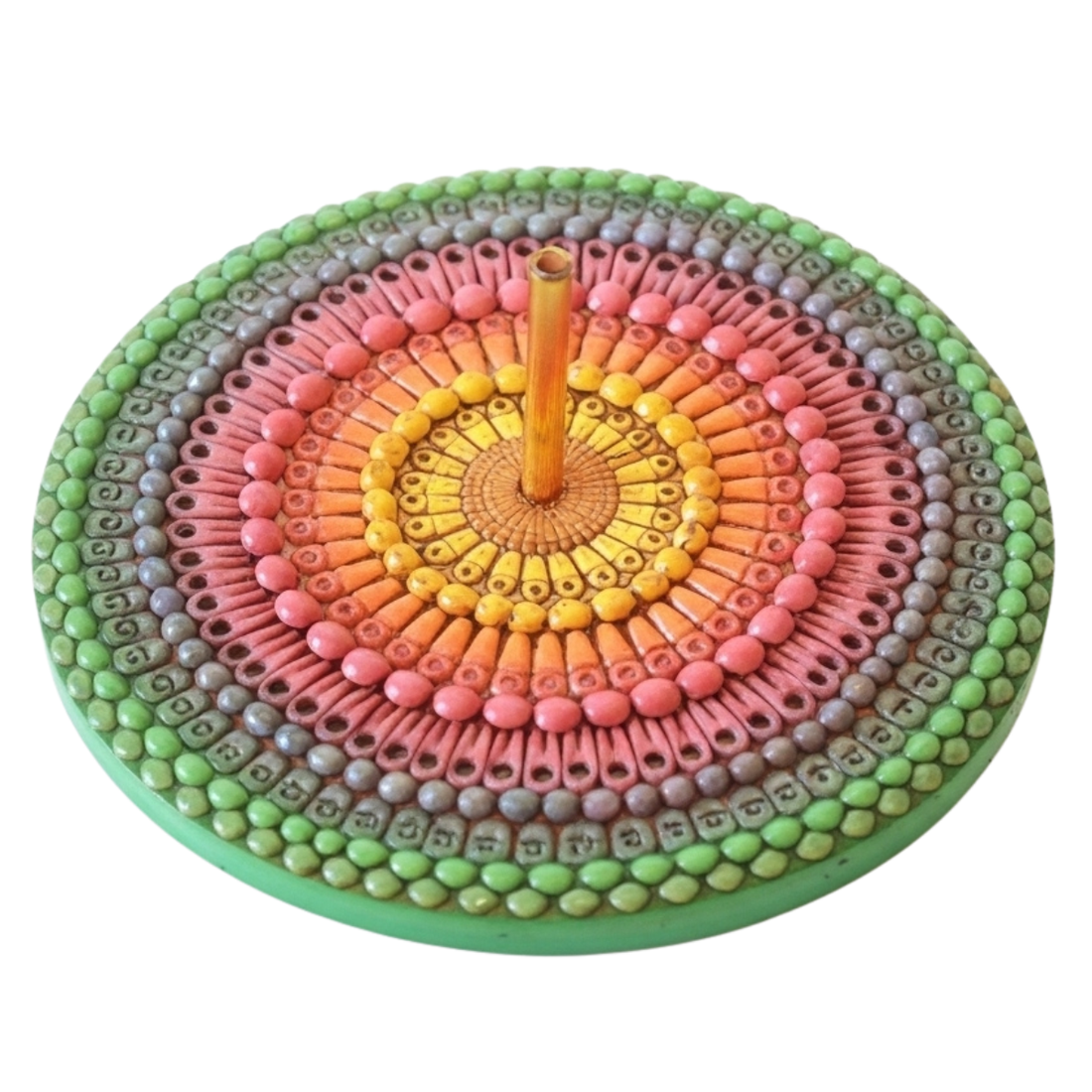 Colourful Mandala Incense Holder front view
