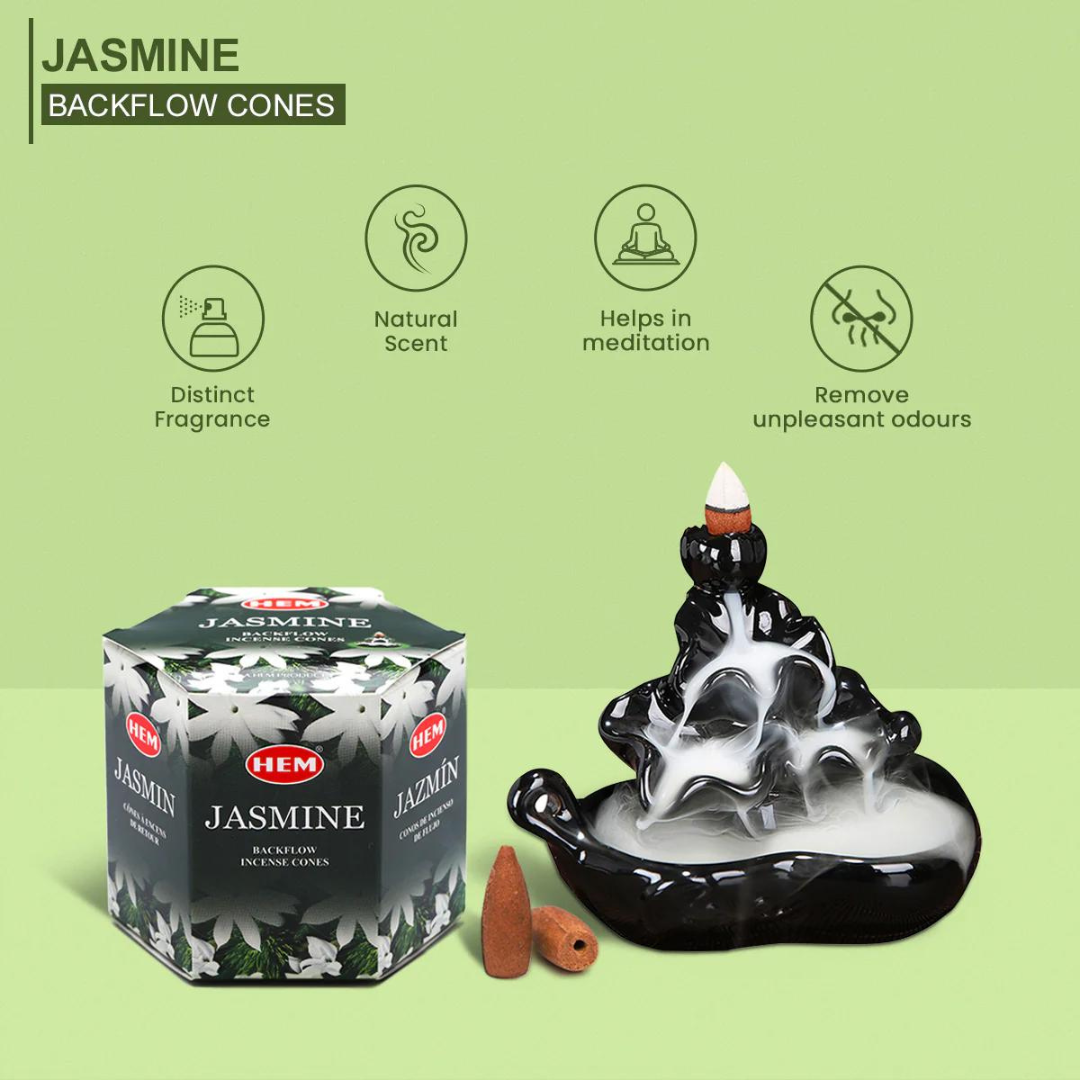 HEM Jasmine Backflow Incense Cones (40 Pack)