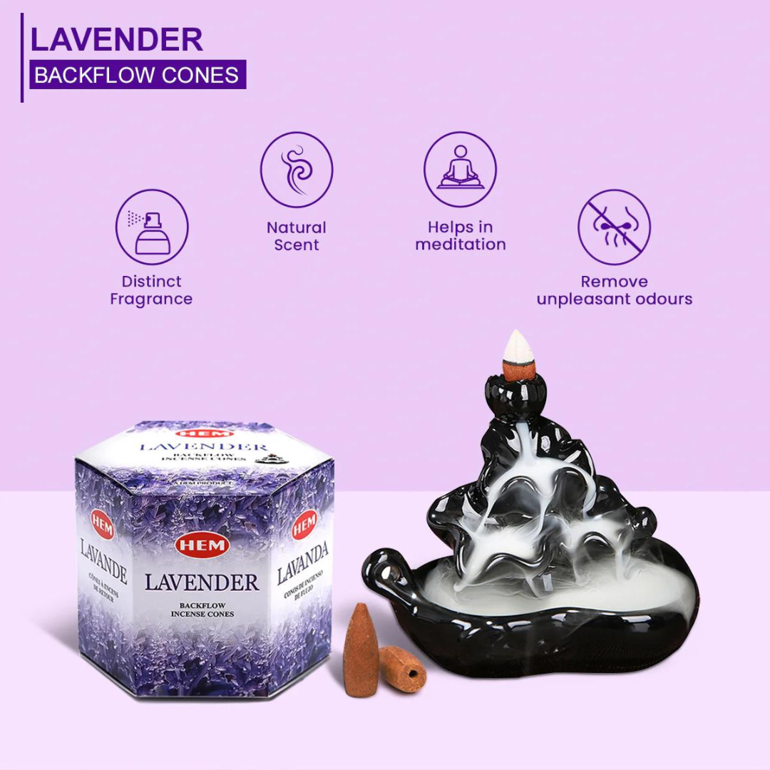 HEM Lavender Backflow Incense Cones (40 Pack)