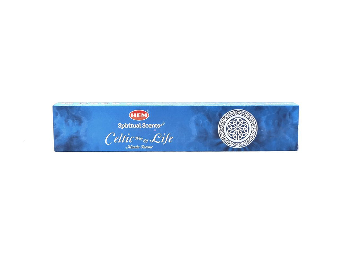 Blue boxes of HEM Celtic Way of Life Masala Incense