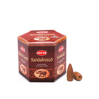 HEM Sandalwood Backflow Incense Cones (40 Pack)