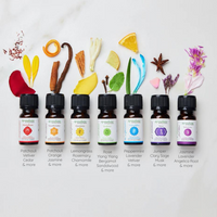Seven chakra essential oil bottles in gift box