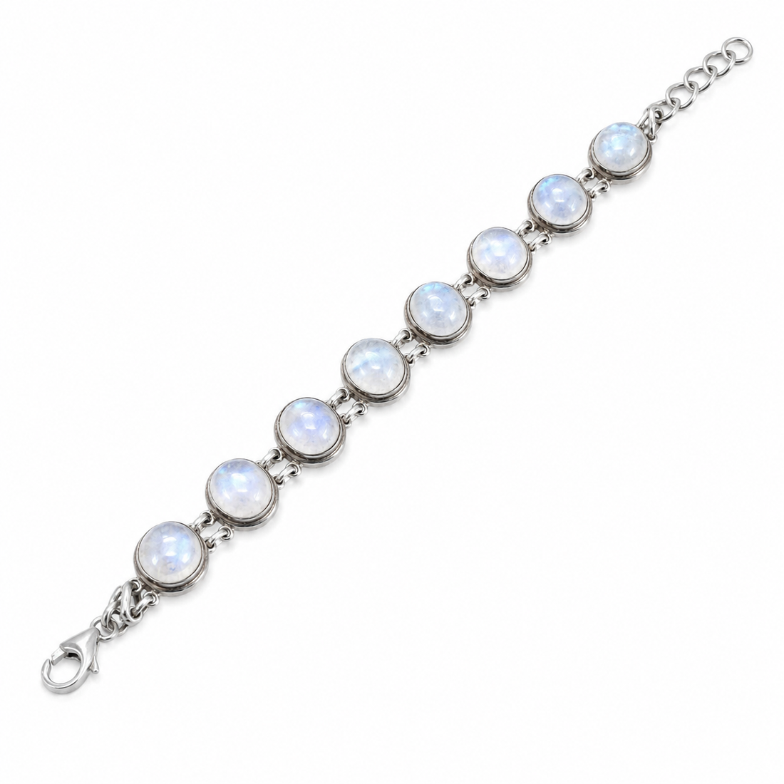 sterling silver rainbow moonstone bracelet