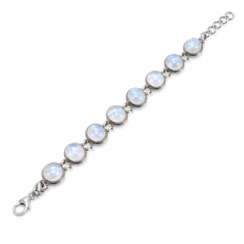 sterling silver rainbow moonstone bracelet