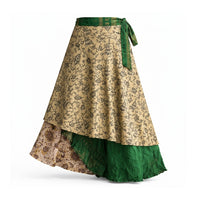 Emerald Horizon Silk Wrap Skirt