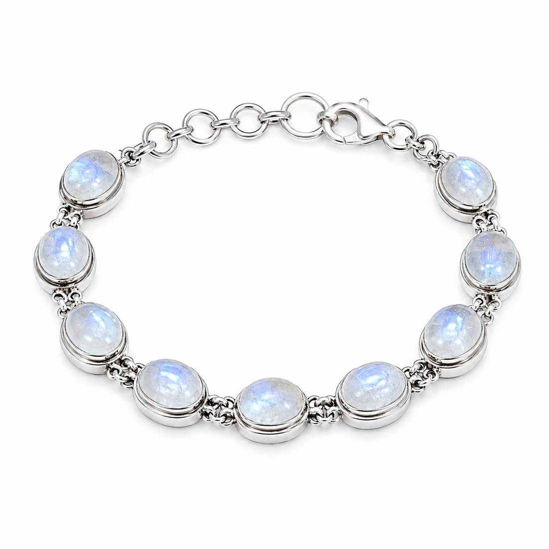 sterling silver rainbow moonstone bracelet