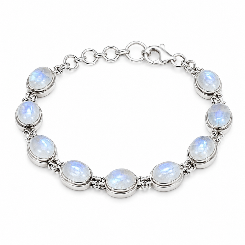 sterling silver rainbow moonstone bracelet