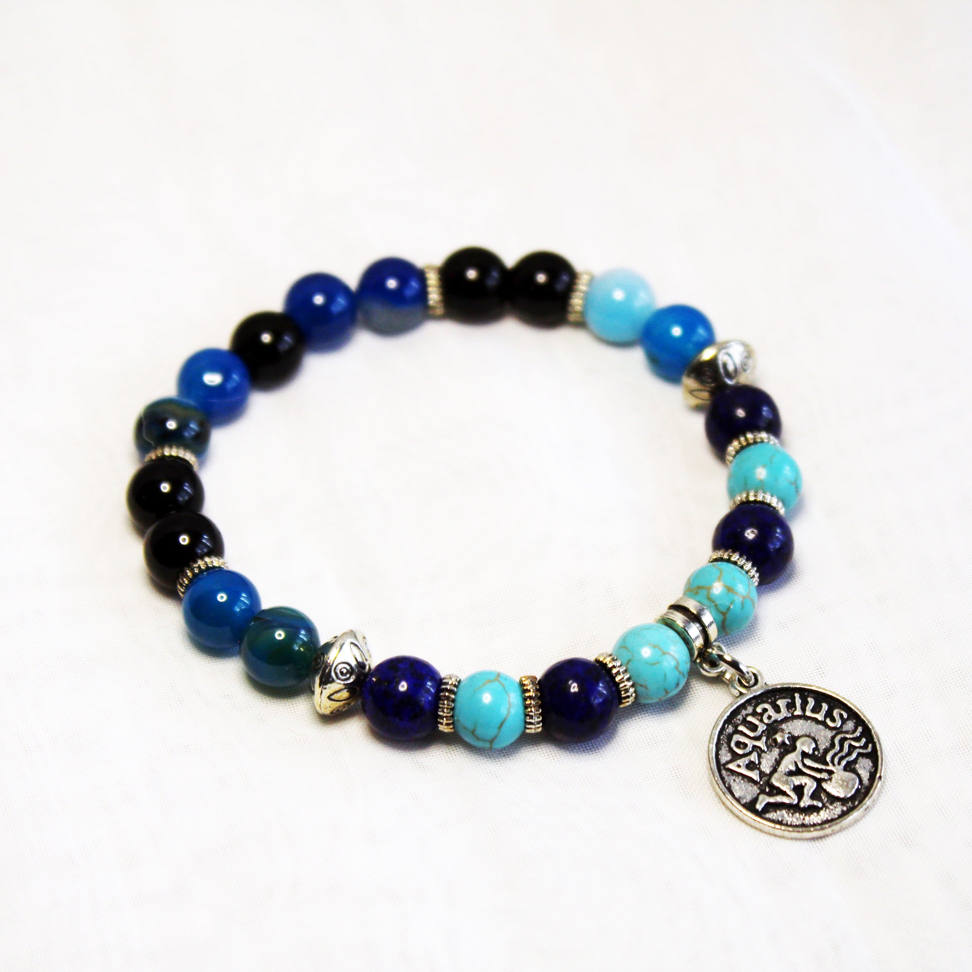 Aquarius Zodiac Gemstone Bracelet