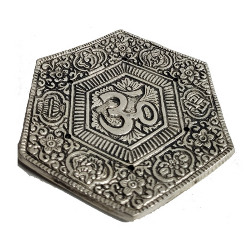 Round Metal OM HEX Incense Burner