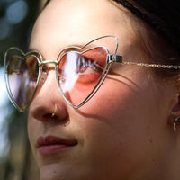 Pink Heart Festival Sunglasses - Gold