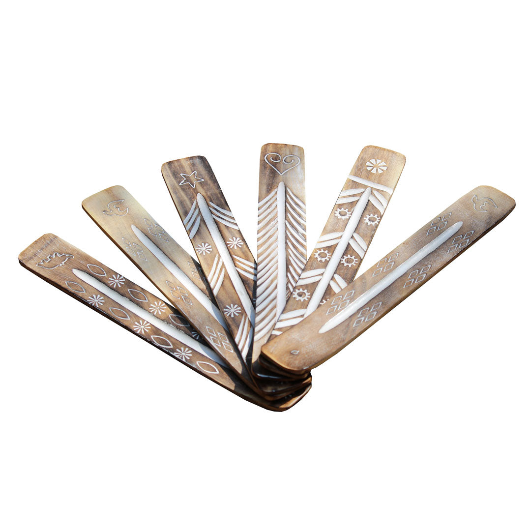 Hand-painted Wooden Incense Holder with Intricate Designs