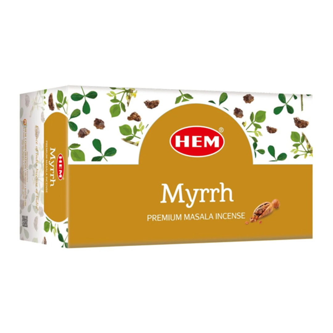 HEM Myrrh Premium Masala Incense by Secret Sense for meditation and spirituality Bulk Box of 12 