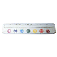 White wooden Chakra Incense Holder ash box