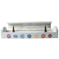 White wooden Chakra Incense Holder ash box
